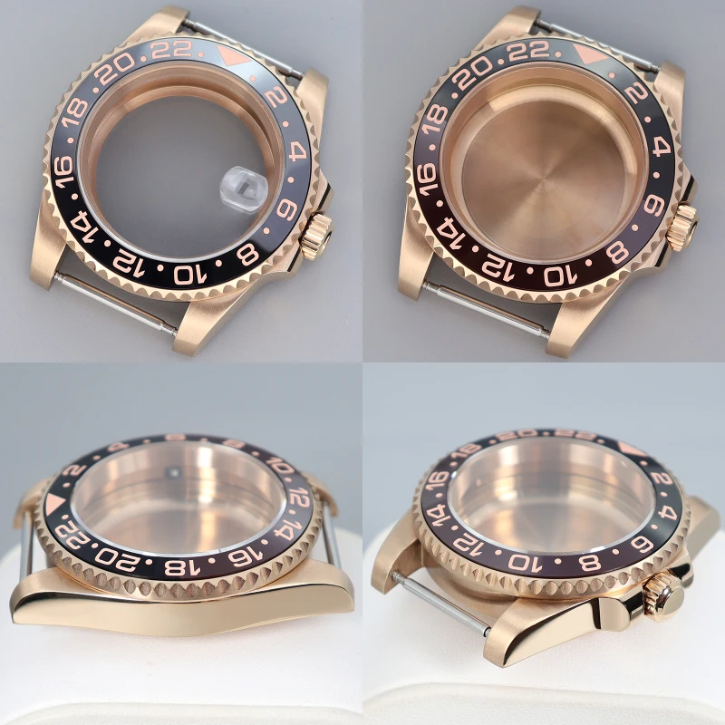 40mm NH35 Watch Accessories Rose Gold Case Sapphire Crystal Fit Seiko NH35 NH36/34 8205 8215 2824 Movement 28.5mm For GMT MASTER