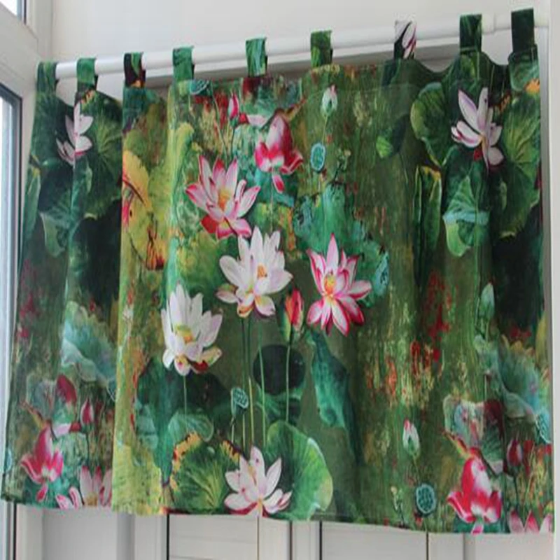 Lotus leaf half shading  curtains Piaochuang short half curtain  shade bedroom living room