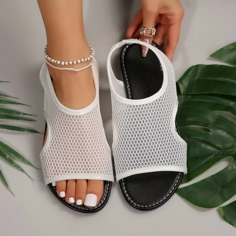 Women Summer Mesh Casual Sandals Ladies Wedges Outdoor Shallow Platform Shoes Female Slip-On Light Comfort Shoes Plus Size