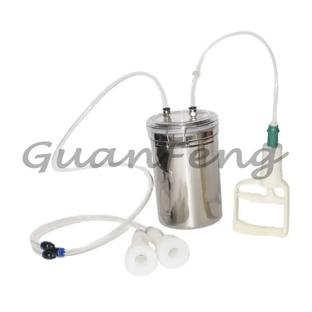 Household Manual Milking Machine with Vacuum Pump, Portable Livestock Milking Equipment for Dairy Cow, Goat & Sheep Farm