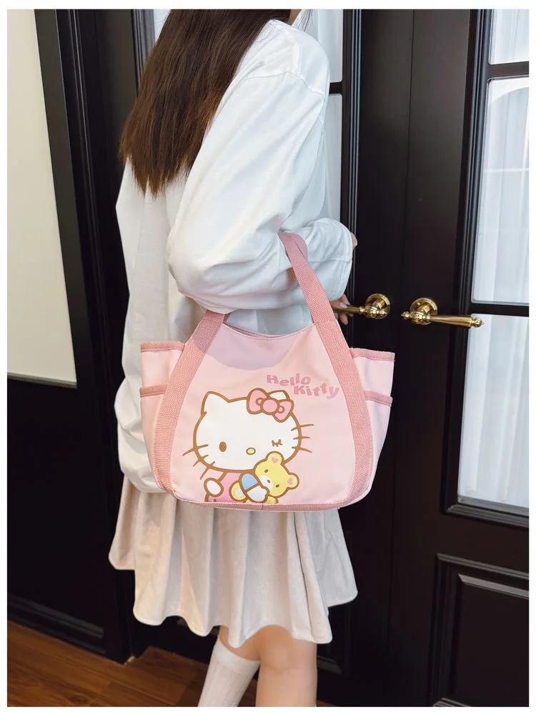 Hello Kitty Bento-Tasche für Damen, niedliche Cartoon-Leinentasche mit großem Fassungsvermögen, geeignet als Pendler-Handtasche für Studenten und Büroangestellte – Detail 9