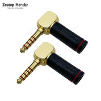 1Pcs Right Angle HIFI 4.4mm Audio Balanced Plug 4.4 5Pole Male Stereo Jack Adapter for DIY Repair Earphone Headphone Connector