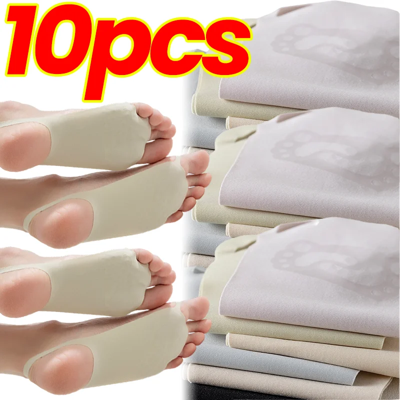 

Sweat Anti Blister Shock Absorbing Socks Women No Show Ice Silk Breathable Invisible Liner Non Slip Silicone Heel Grips 10/2pcs