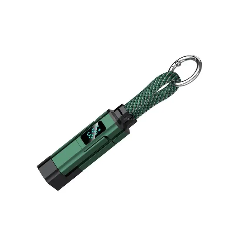  Multifunctional Keychain Charging Cord with Digital Display Zinc Alloy Construction 40Gbps Data Cable for Travel Use