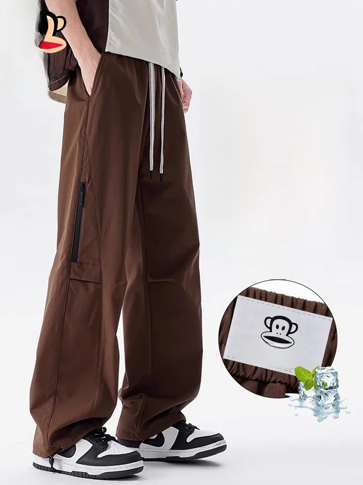 

PaulFrank Large Mouth Monkey Men's Casual Pants Loose Straight Leg Workwear Trousers Comfortable Breathable Lightweight Polye...