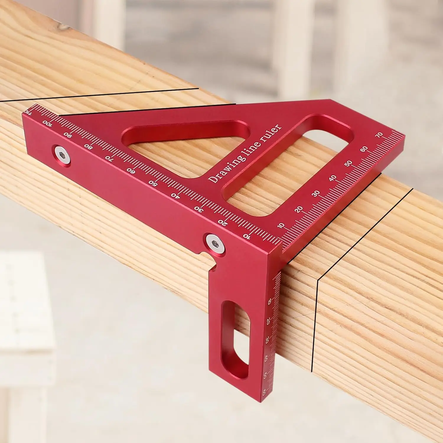 Holzbearbeitungs-Winkelmesser aus Aluminiumlegierung, Gehrungsdreieck-Lineal, hochpräzises Layout-Messwerkzeug für Ingenieure und Schreiner
