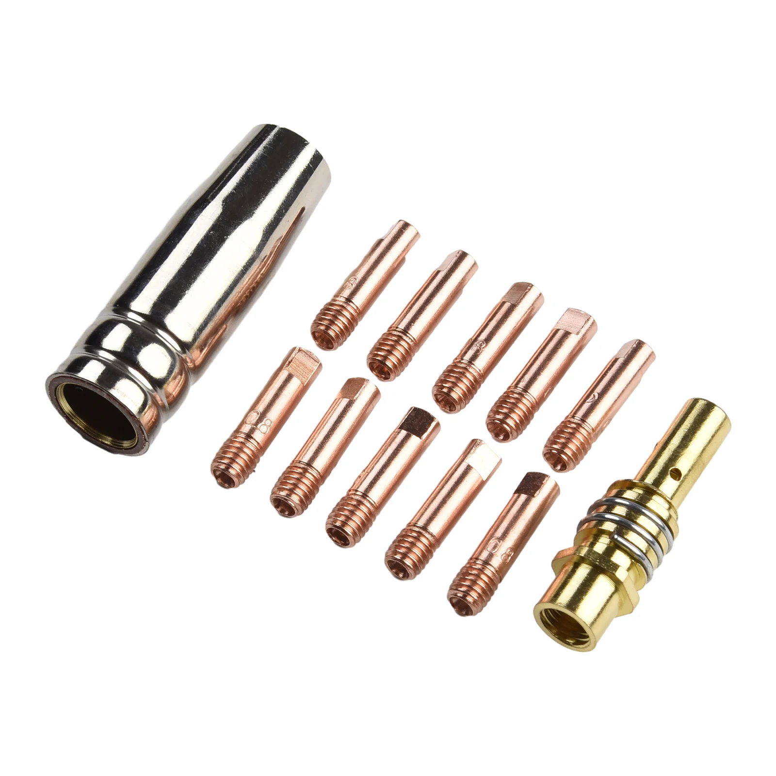 12pcs Set 15AK MIGMAG Welding Contact Tips 25mm M6 Gas Nozzle Tip Holder for Rilon Riland Jasic Mitech Chiry and More