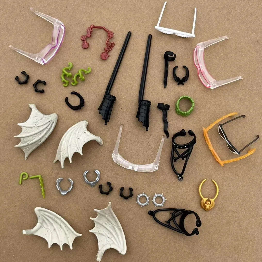 Pendientes de Muñeca Monstruo, Collares con Alas, Accesorios DIY para Vestir Muñecas, Anillos, Gafas, Piezas Originales para Muñecas