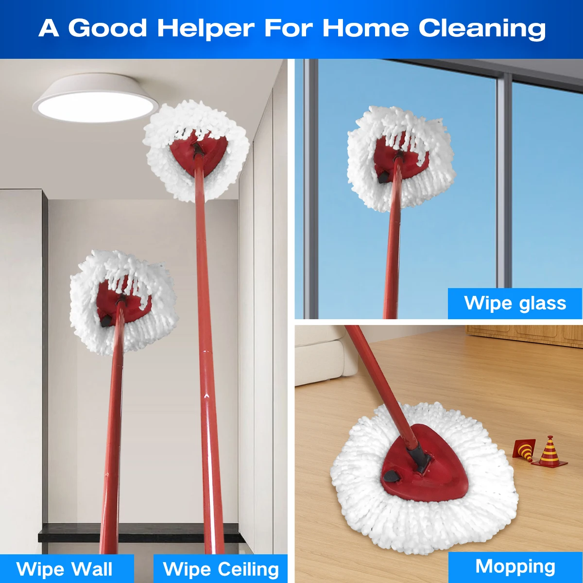 Spin Mop Head For O Cedar Spin Mop , 3 Packs Replacement Spin Mop Refill , Only Fit for O-cedar Triangle Spin Mop