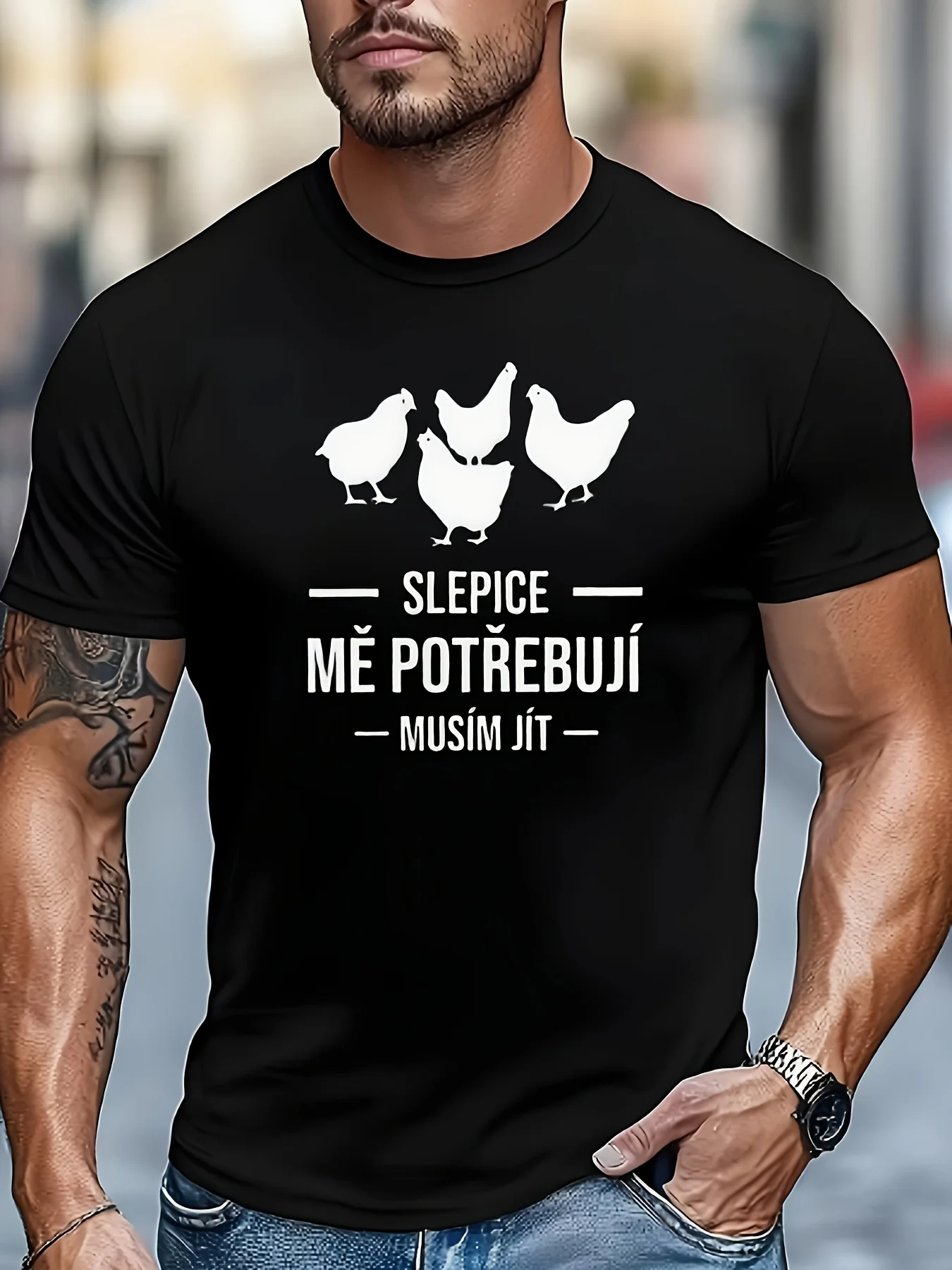 Hen Silhouette + Czech Pun Slogan 