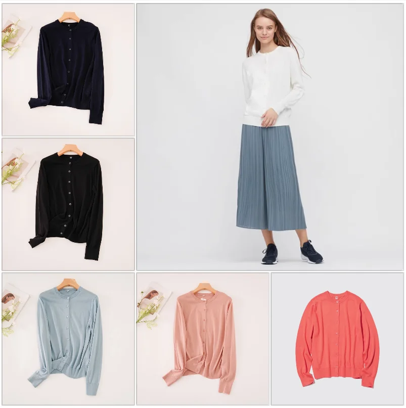 

2025 Foreign Trade Original Single Women's Versatile Round Neck Knitted Cardigan Thin Edition External Air Conditioning Sweater