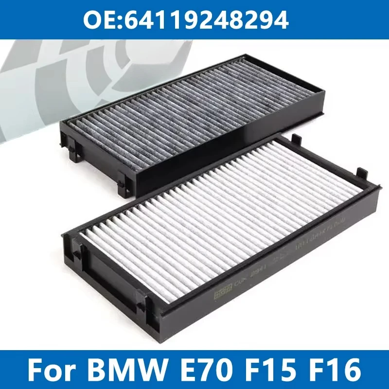 2Pcs Car Cabin Filter Air Conditioner 64119248294 For BMW E70 E71 E72 F15 F16 X5 3.0d 4.8i M50d 25d 35i 40d X6 Activated Carbon