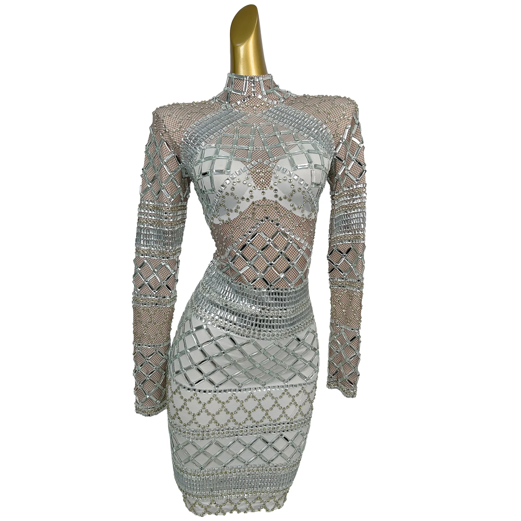 Vestidos de fiesta de manga larga con pedrería, vestido de cóctel, vestido de graduación, vestido de noche para mujer, vestido de tubo hasta la rodilla, vestido de fiesta para discoteca.