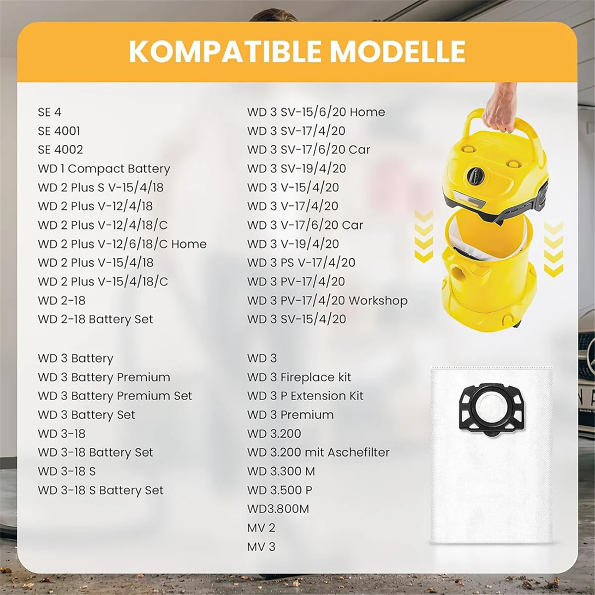 FZFZ 진공 청소기 가방 필터 KFI 357 KFI357 KA 40 교체 가방 2.863-314.0 WD2 Plus에 적합