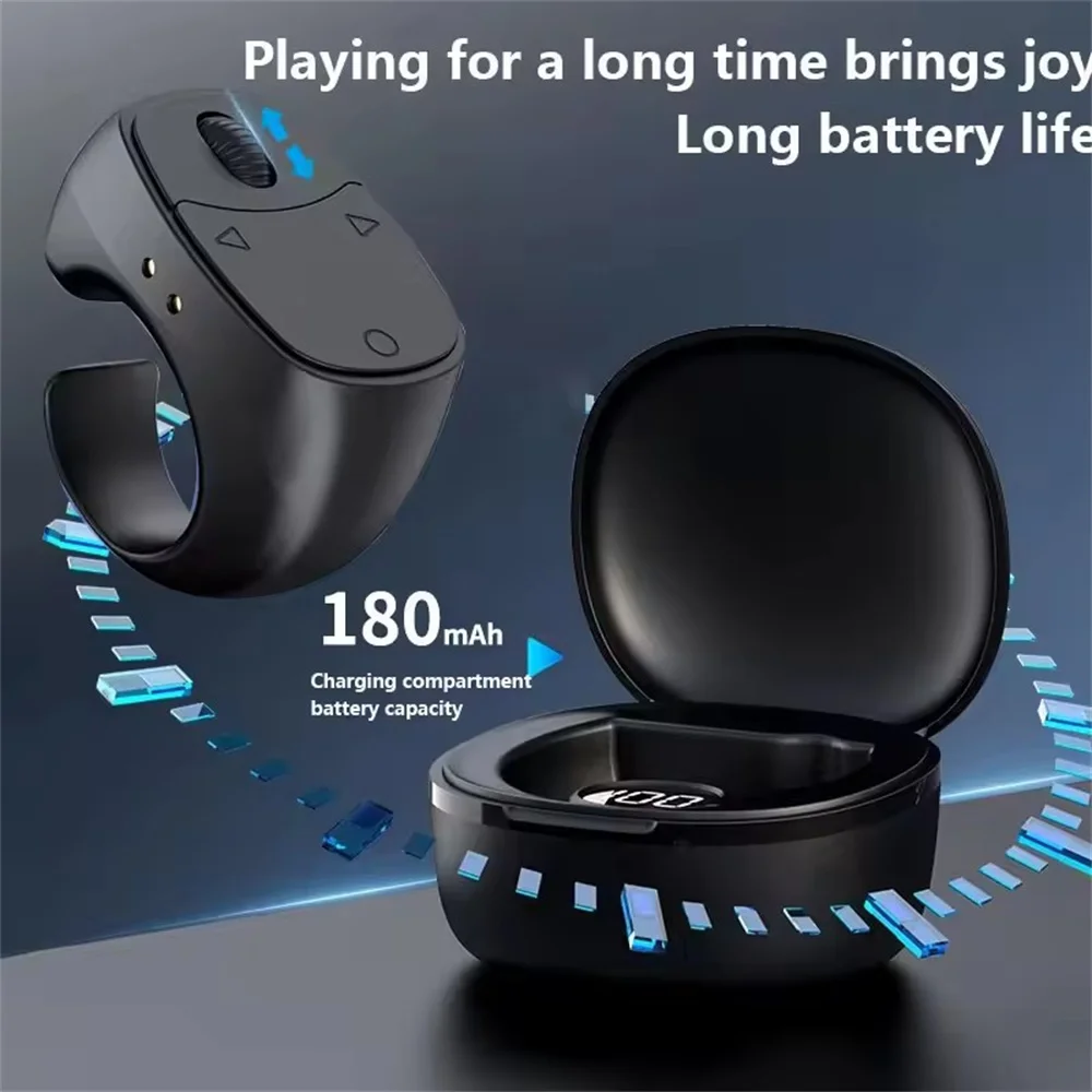 Remote Control Wireless Bluetooth Roller Fingertip Ring Portable Mobile Selfie Mice Video Automatic Page Turner Browsing Ring