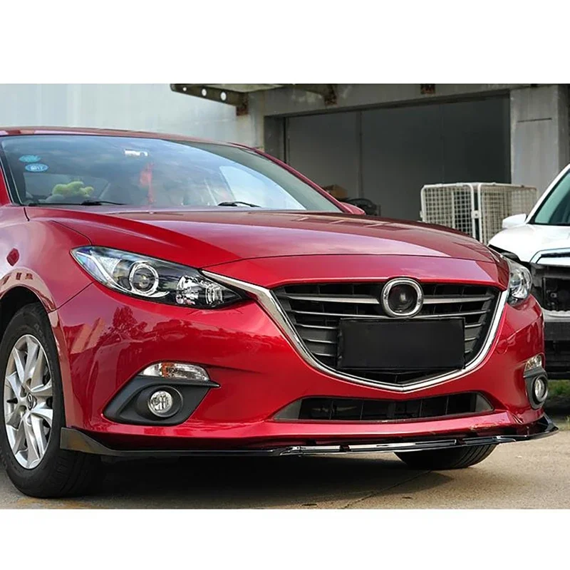 3Pcs Glossy Black Front Bumper Lip Body Kit Spoiler For Mazda 3 Axela 2014-2018