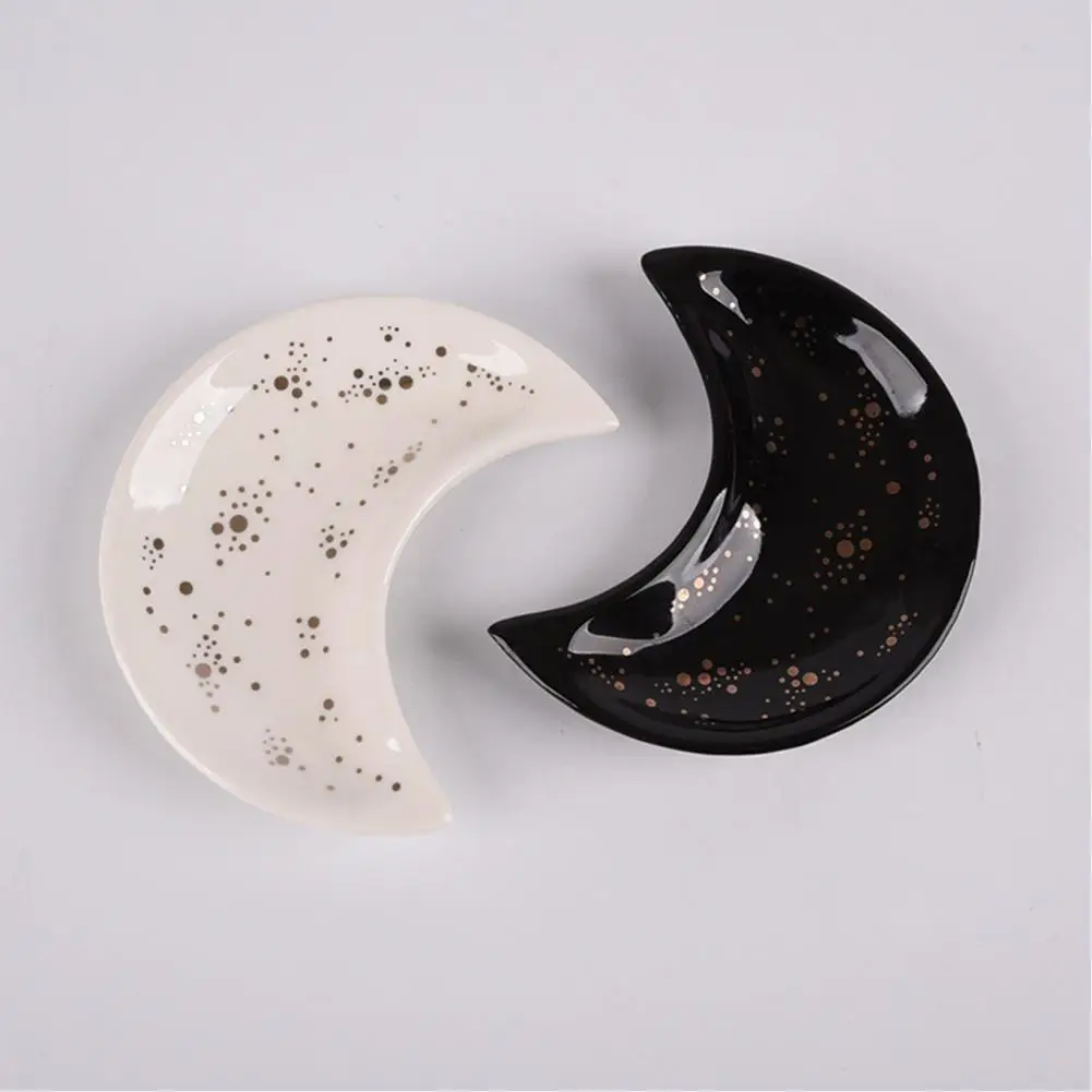 Moon Shape Jewelry Dish  Modern Engagement Rings Trinket Dish  Fadeless Jewelry Plate Earrings Necklace Ring Storage Plates