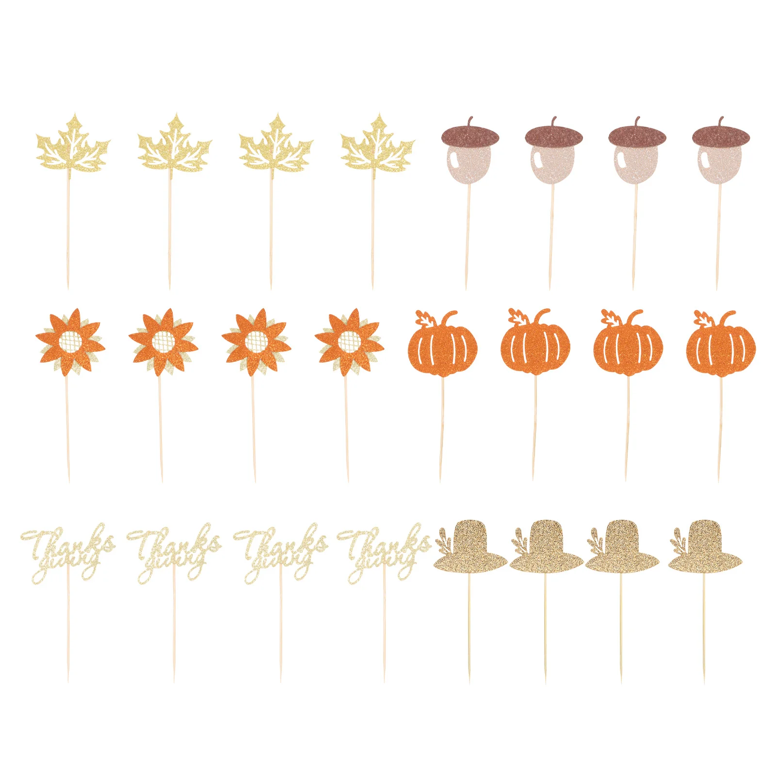 

24 Pcs Cake Inserts Cartoon Toppers Fall Decor Pumpkin Picks Dessert Paper Healthy Grade Material Lightweight Birthday Party