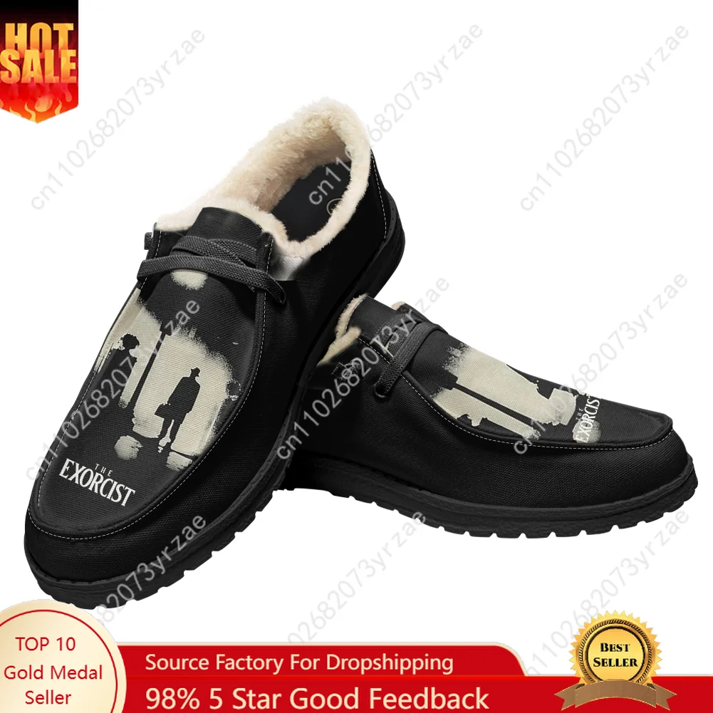 

The Exorcist Velvet Flat Shoes Mens Womens Warm Shoe Indoor Outdoor Light Shoe Personalized Fashion Print Customize Couple Shoes