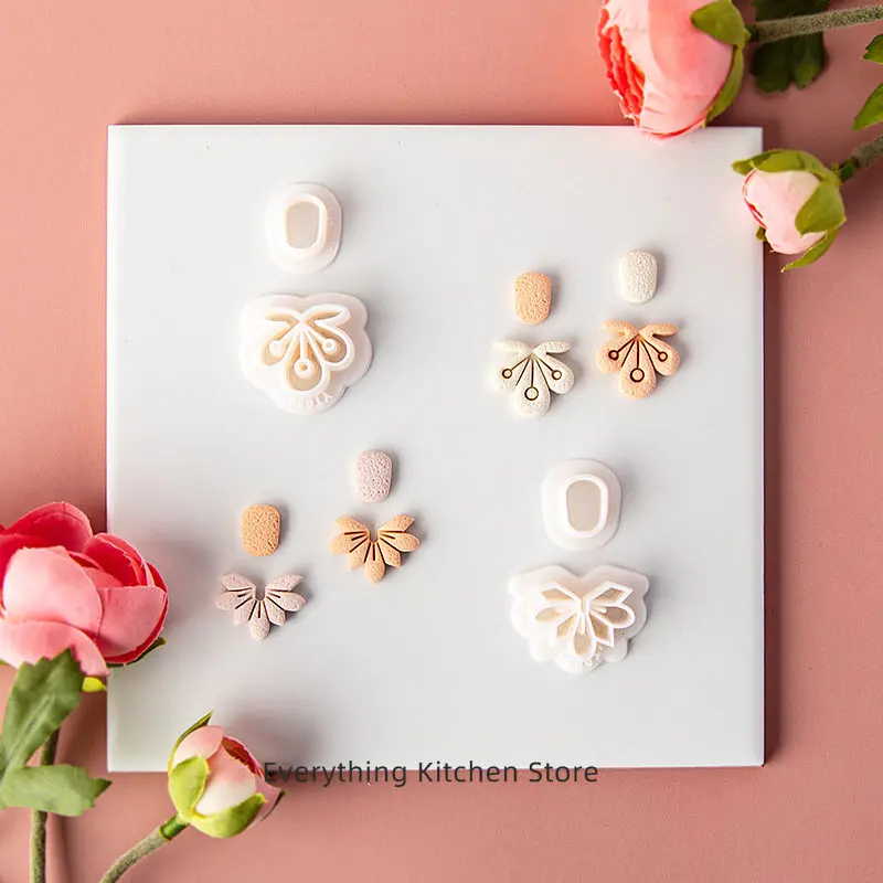 Blume Blatt Weiche Keramik Polymer Clay Schneider Ohrringe Anhänger Schmuck Präge Form DIY Blütenblatt Geometrische Figur Schneiden Formen – Detail 6