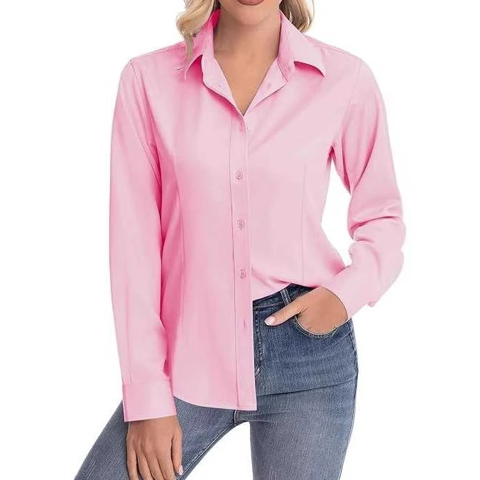 

Fashionable Women's Long Sleeve Open Cardigan Shirt Stylish Casual Top Button up Slim Fit Commute Style Spring Collection