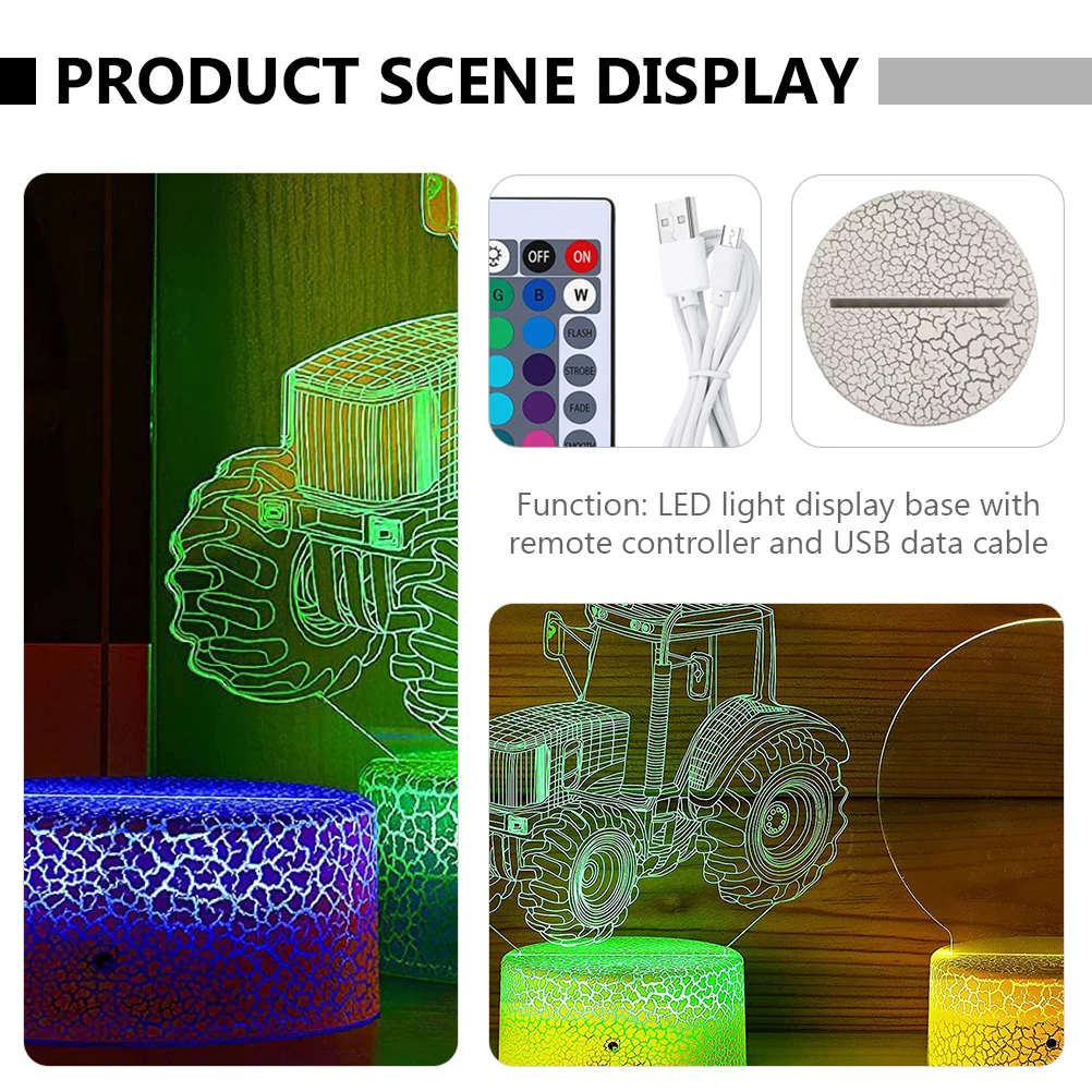 

1 set 1 Set Changing Led Light Base Durable 3D Night Light Display Stand Household Lamp For Bedroom Office Decor