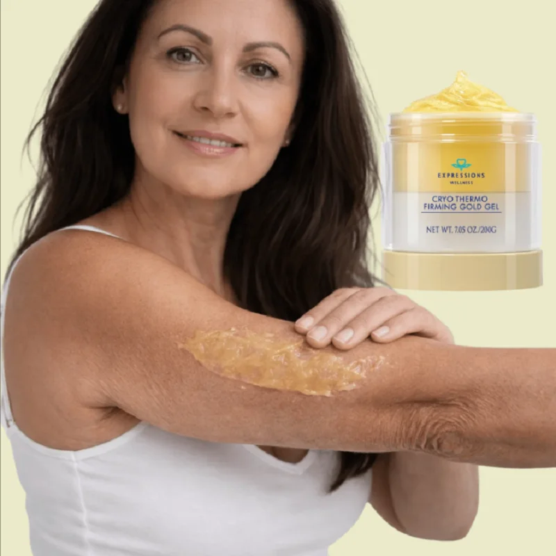 Expressions Wellness Cryo-Thermo Firming Gold Gel 200g, Tightening Massage Body Cream for Belly Waist Thigh Arms and Buttocks