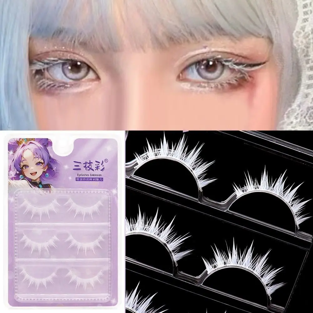 Faux-cils blancs réutilisables pour Halloween, accessoire de maquillage pour les yeux, look naturel, cosplay