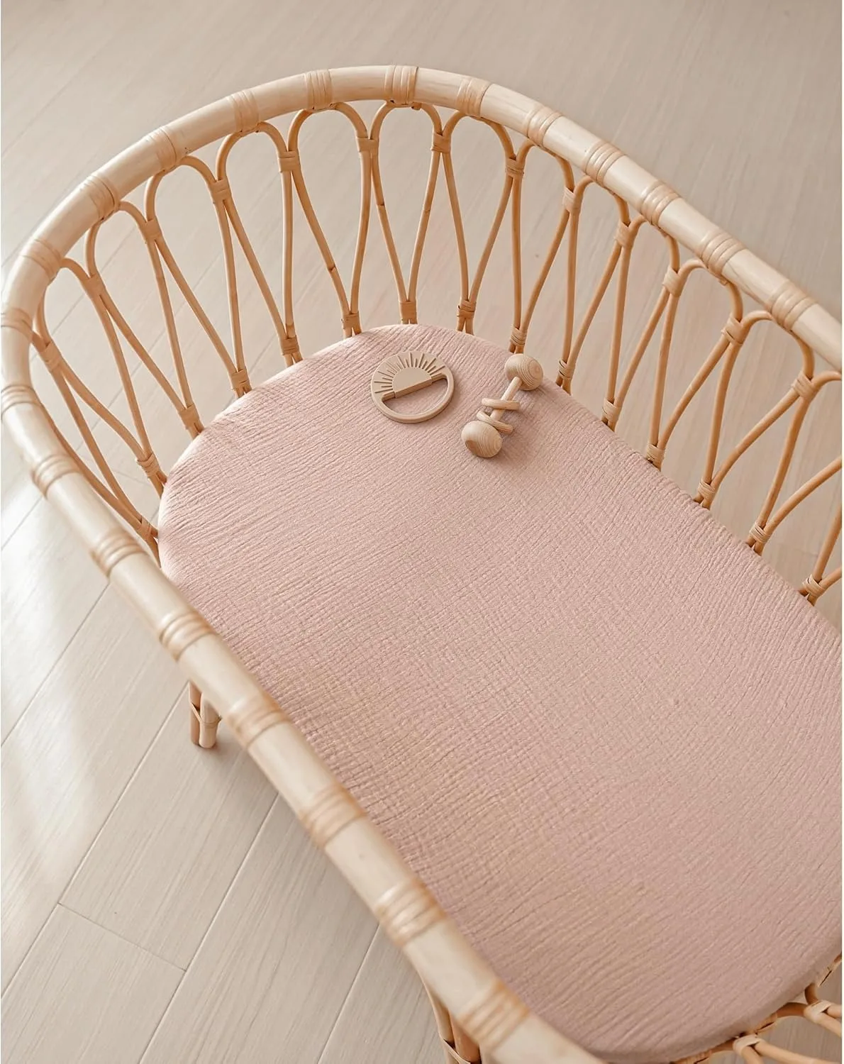 Матрас для детской колыбели, комплект из 2 предметов, дышащий мягкий хлопковый муслиновый матрас с принтом, постельное белье, съемный моющийся чехол для люльки