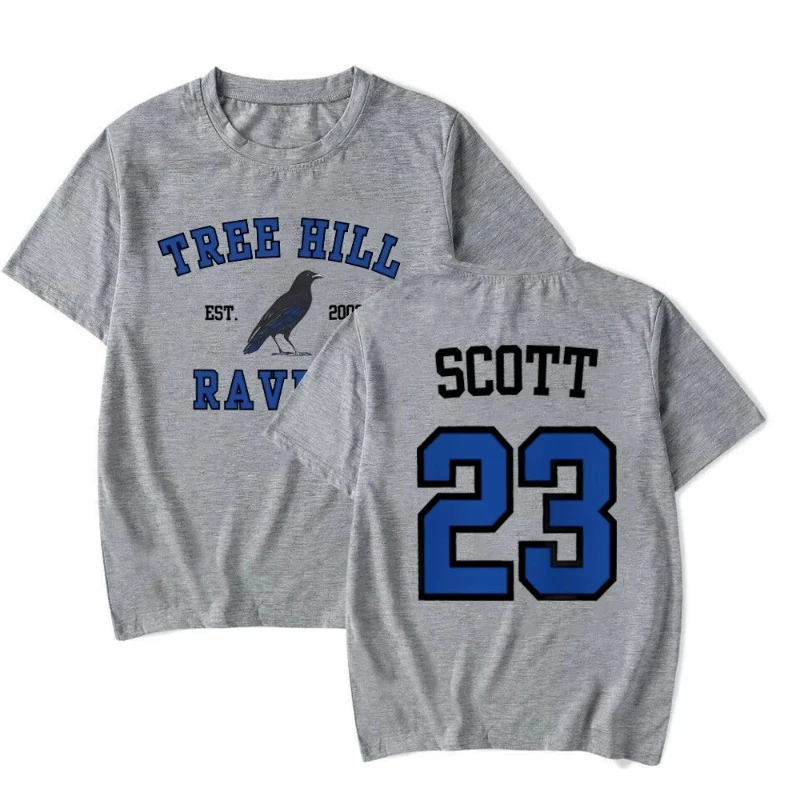 تي شيرت One Tree Hill تي شيرت TREE HILL RAVENS قميص ناثان سكوت 23 كارولينا الشمالية تي شيرت تريك قمصان تلفزيونية OTH Merch 2 قطع علوية مطبوعة جانبية