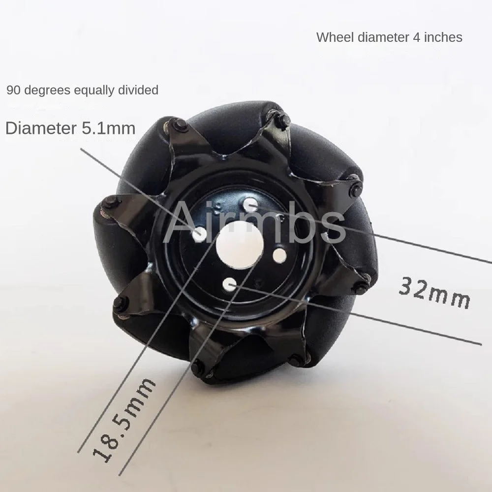 300KG 하중 4인치 100mm 스테인리스 스틸 메카넘 휠 베어링 커플링 포함 전방위 차량 로봇 섀시 타이어