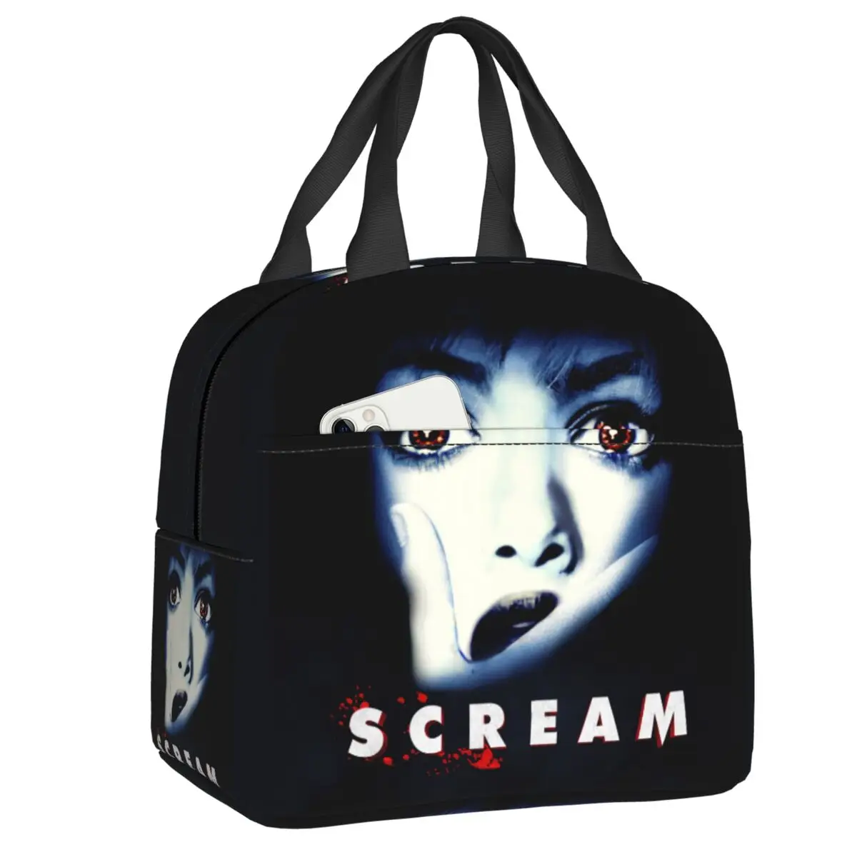 

Halloween Horror Movie Scream Lunch Bag Women Thermal Warm Cooler Insulated Lunch Box for Student School Picnic Food Tote Bags