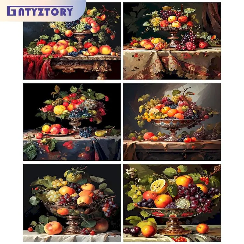 GATYZTORY 40x50cm Acrylic Paint By Numbers Fruit Oil Painting By Numbers On Canvas Frameless DIY Landscape Home Decor