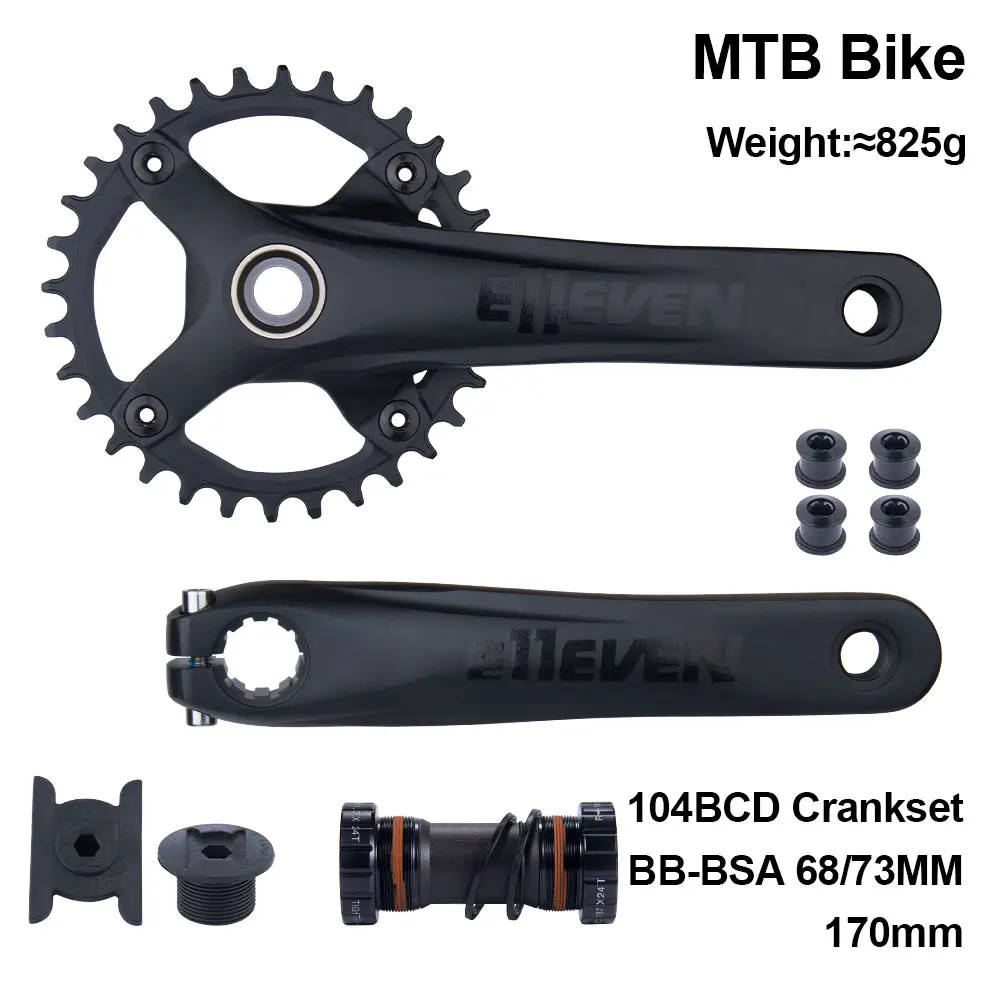 

Bolany MTB Bicycle Crankset 32T Hollow Crank 104BCD Integrated Crank Chainring 170mm with BB91 Bottom Bike Cycling Riding Parts