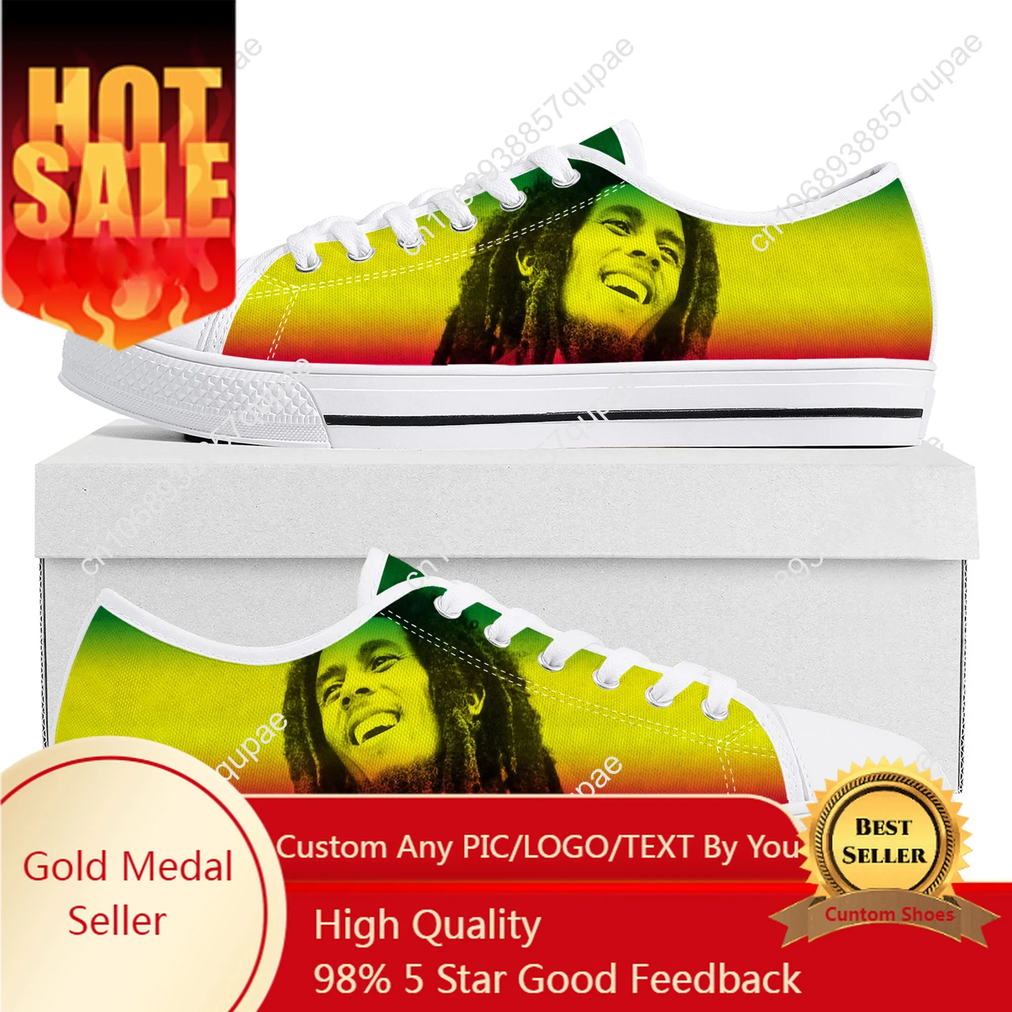 

Bob Marley Reggae Rasta Low Top High Quality Sneakers Mens Womens Teenager Canvas Sneaker Singer Casual Couple Shoes Custom Shoe