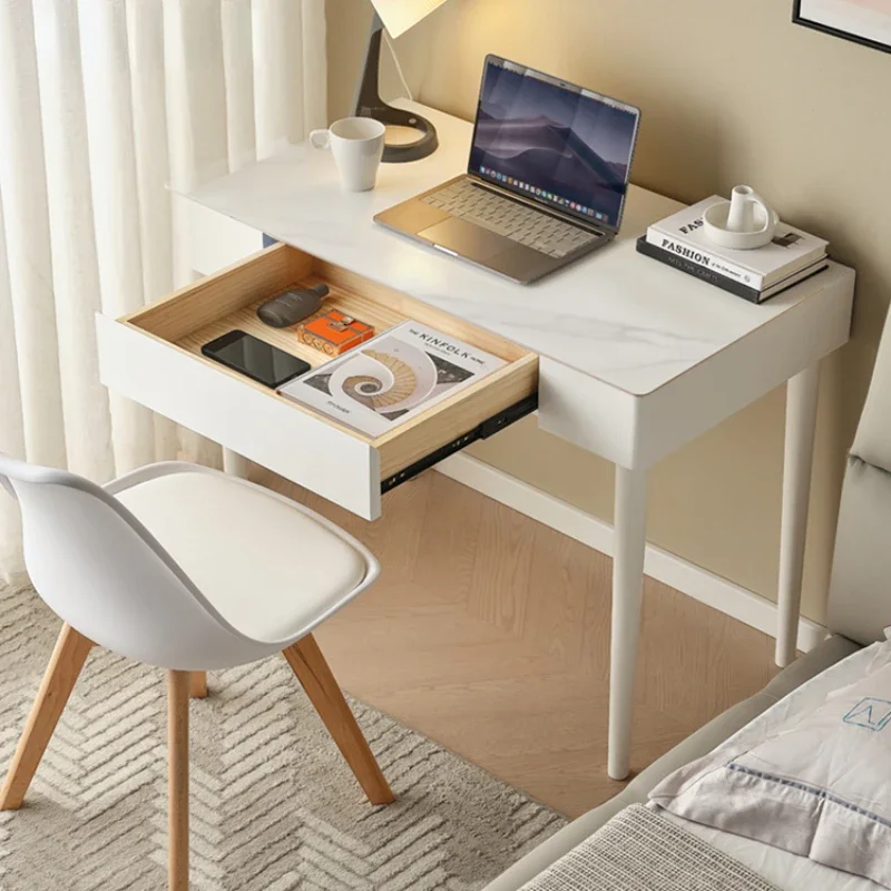 

Stone Plate Small Desk Bedroom Bedside Solid Wood Children's Small Apartment Study Table Modern Minimalist