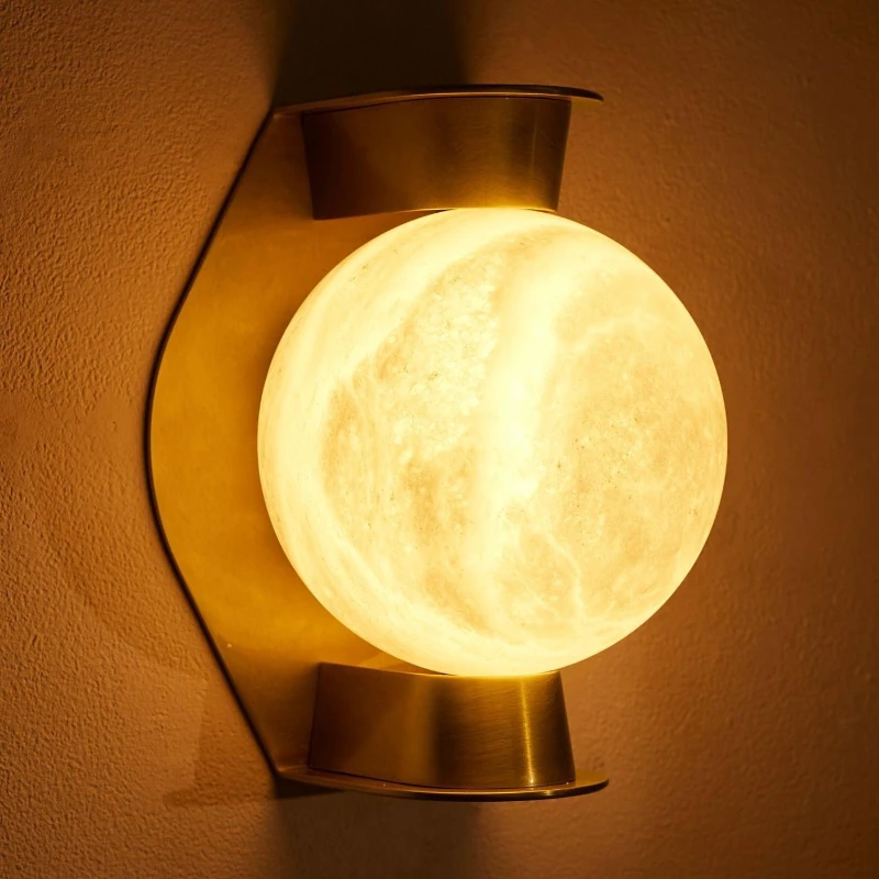 

Postmodern American retro minimalist light luxury marble bedroom private house villa wall lamp