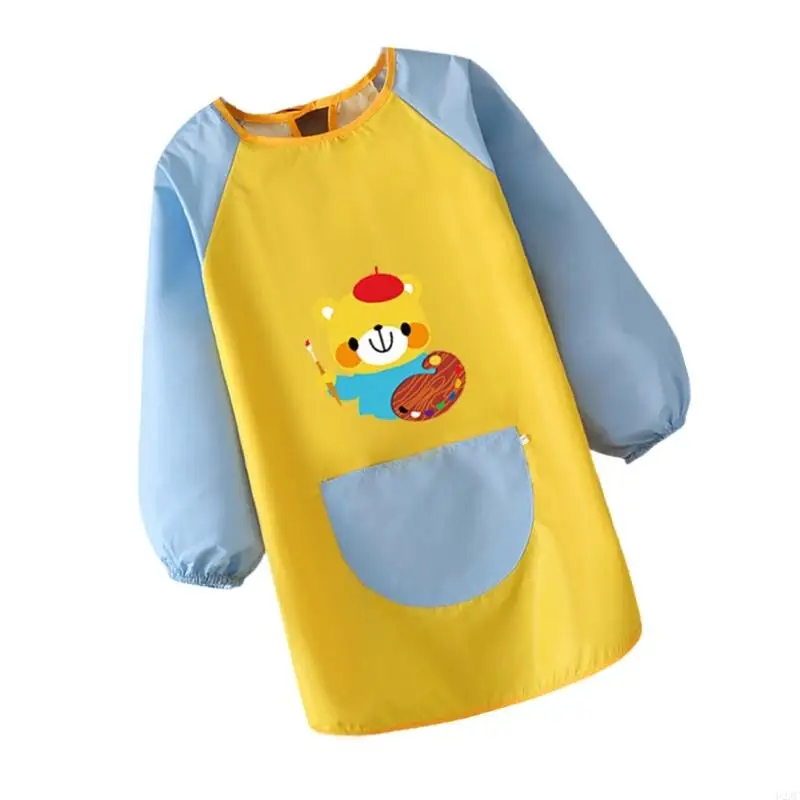 U2JC Baby Feeding Bib Painting Apron for Kids Height 100-124cm Keep Clothes Clean Waterproof Attractive Color Combination