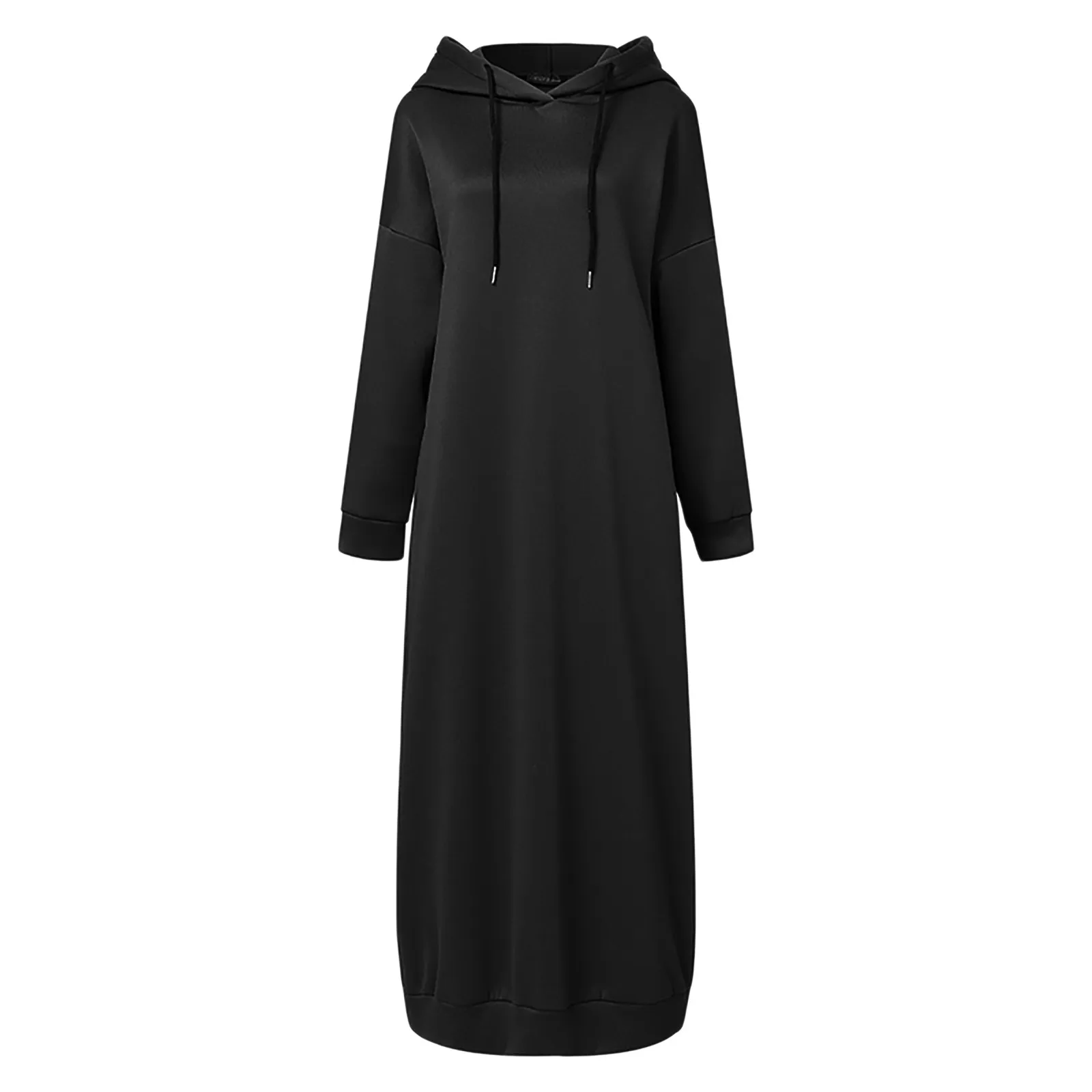 Ladies Fashionable Long Dresses Hooded Splicing Muslim Dresses Solid Color Long Sleeve Loose Casual Ladies Muslim Robes