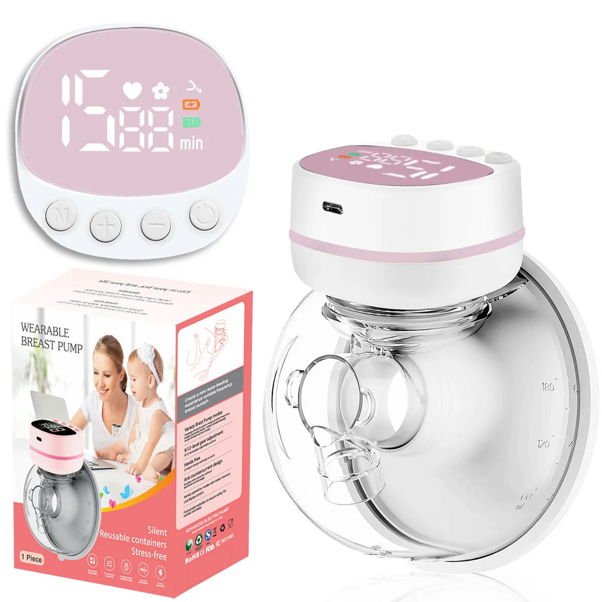 ソメニー-ウェアラブル電動搾乳器、ハンズフリー可変周波数搾乳器、強力な吸引力付き