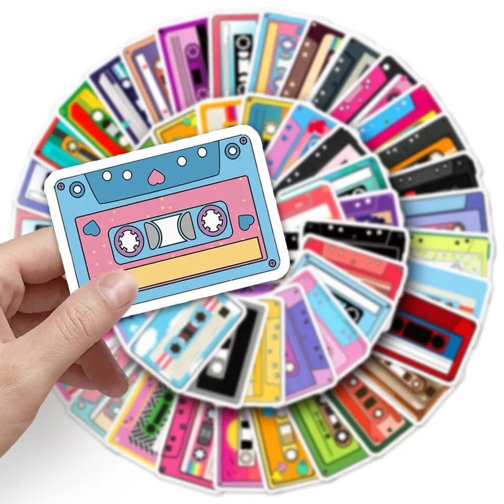 10/50pcs Vintage Aesthetics Music Tape Kawaii Cartoon Stickers Sticker for Car Guitar Laptop Phone Cartoon Wall Decal Toys Gift