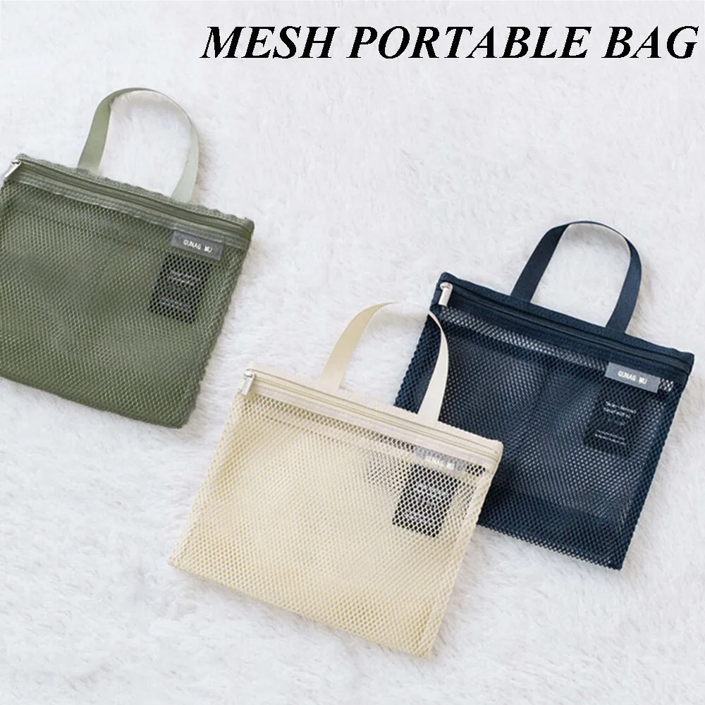 Mesh Bath Organizer Bag Portable Hanging Bag Tote Bag Shower Bag Toiletry Accessory Makeup Organizer Convenient Pockets