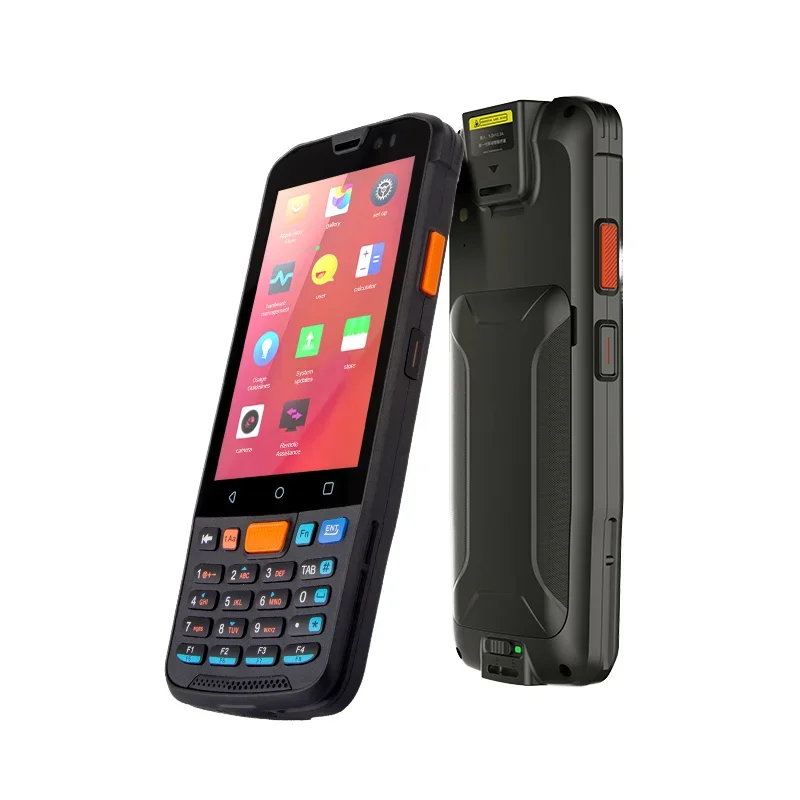 KINGTOP 4G Rugged Android 11 PDA 4 Inch Industrial Handheld Reader with NFC RFID 1D 2D Barcode Scanner and Pda Printer