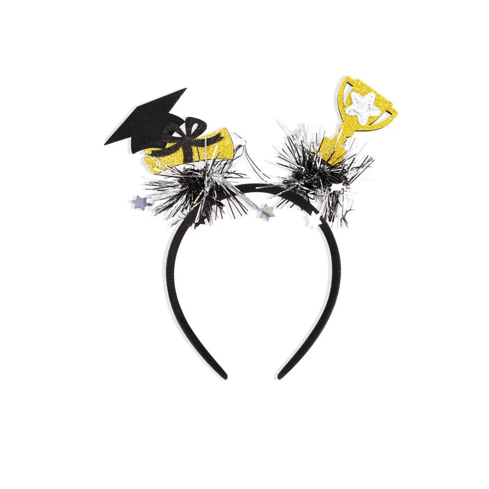 

Celebrate Graduation Headband Shiny Non-slip Graduation Cap Hairband Headwear with Tassels Doctor Hat Hair Hoop