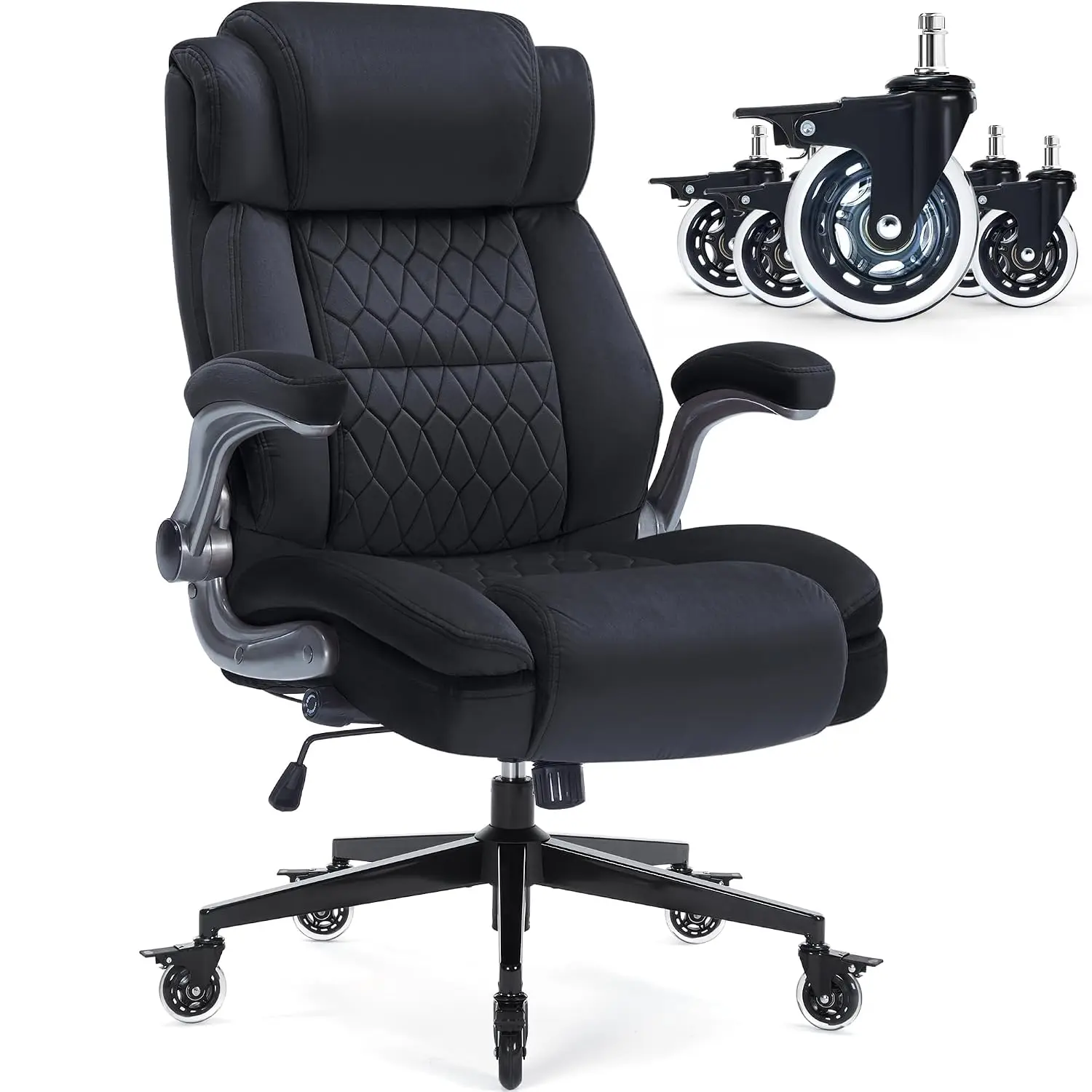 Ergonomic High Back Desk Chair Fabric with Lockable Wheels, Customized