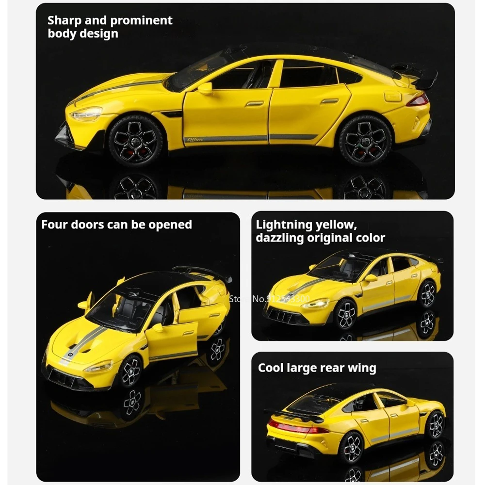 Model samochodu SU7 Hellcat w skali 1:32, nowy model pojazdu elektrycznego, wysoka symulacja, muzyka, światła, napęd pull-back, metalowy model odlewany, prezent dla chłopca