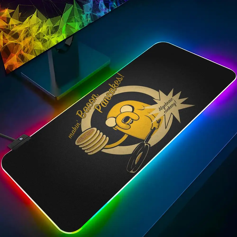 Adventure Time  Mouse Pad RGB Pc Gamer Keyboard LED Glowing  Rubber Gaming Computer Mause pads Cute Cartoon Gaming Computer csgo