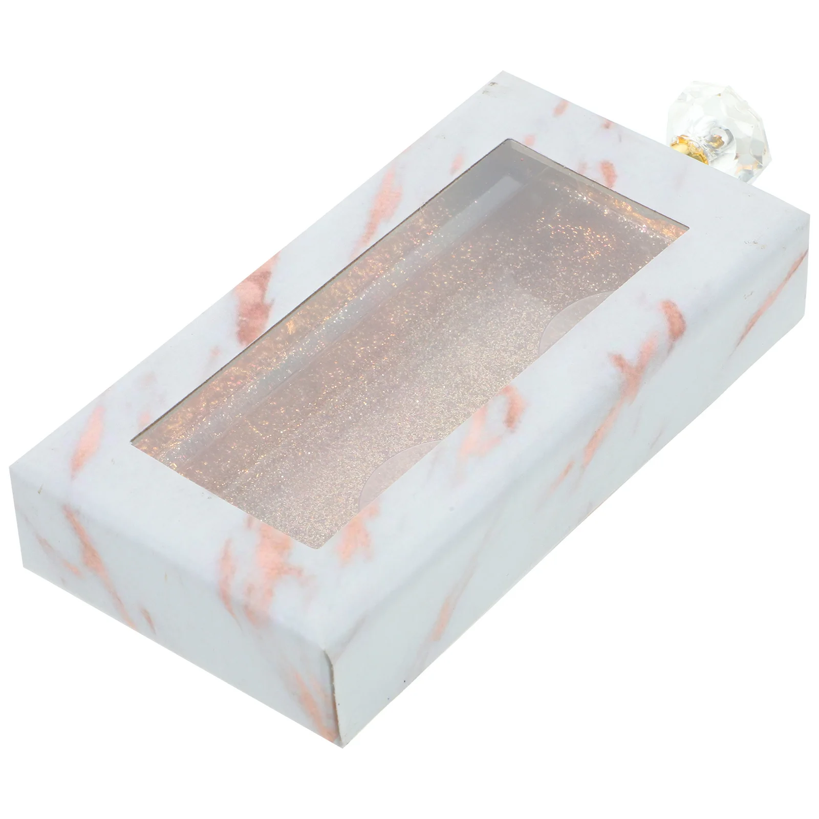 Diamond Handle Drawer Box for False Eyelashes Storage Portable Lightweight Rectangle Case with Clear Window Travel Friendly Fake