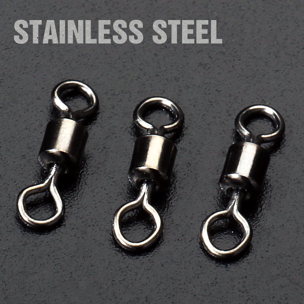 100Pcs Edelstahl Lager Roll Stecker Drehen Barrel Swivel Tackle Box Locken Linie Werkzeug Set Angeln Zubehör – Detail 10