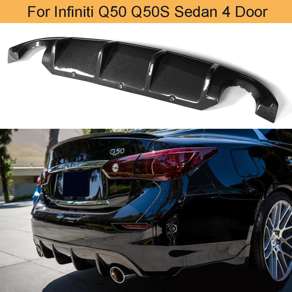 

Carbon Fiber Car Rear Bumper Diffuser Lip Spoiler for Infiniti Q50 Q50S Sedan 4 Door Standard Sport 2013-2017 Rear Diffuser